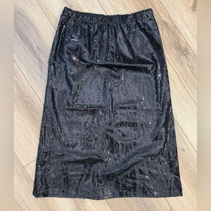 Serra Black Sequin Midi Pencil Skirt Party Whimsical Fairy Skirt